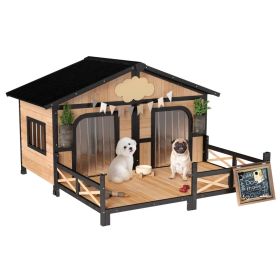 Dog House Outdoor, Wooden Dog Kennel Weatherproof With Porch, Openable Roof, Multiple Packages Shipped. Please Pay Attention To The Dimensions And Wei