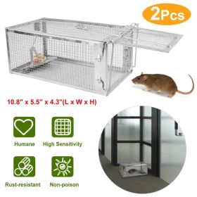 2 Pcs Humane Mouse Trap, High Sensitivity Gravity Pedal Auto-Lock Rodent Trap - Sturdy Galvanized Steel, Escape-Proof Small Mesh Design, Safe For Kids